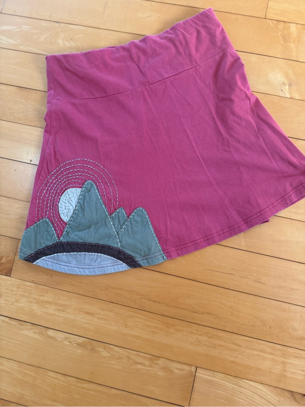Synergy Organic Clothing A-Line Mini Skirt with Mountain Applique